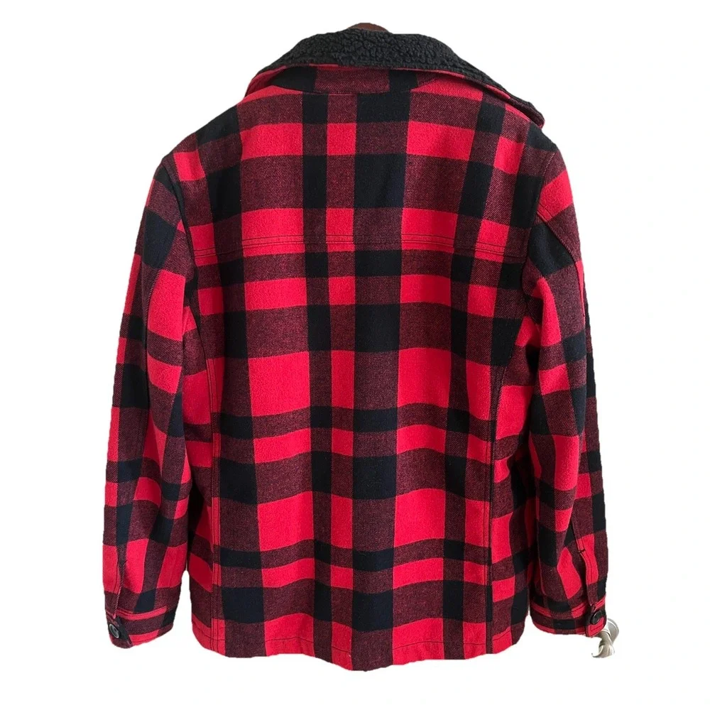 Old Navy Men's M Buffalo Plaid  Jacket‎ Sherpa Lined Chore Utility Wool Blend